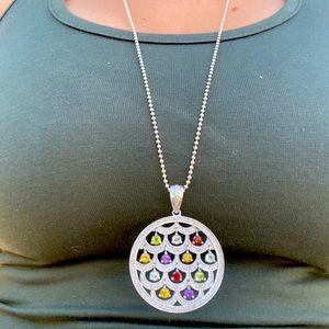 Silver Pendant with Gemstones